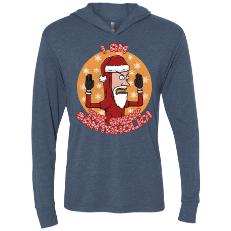 T-Shirts Indigo / X-Small The Great Santaholio Triblend Long Sleeve Hoodie Tee