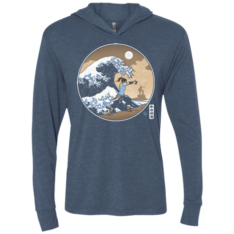 T-Shirts Indigo / X-Small The Great Wave of Republic City Triblend Long Sleeve Hoodie Tee