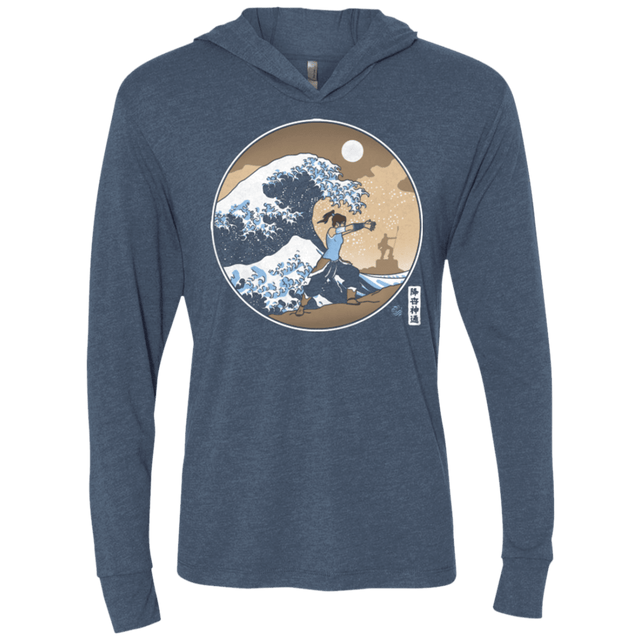T-Shirts Indigo / X-Small The Great Wave of Republic City Triblend Long Sleeve Hoodie Tee