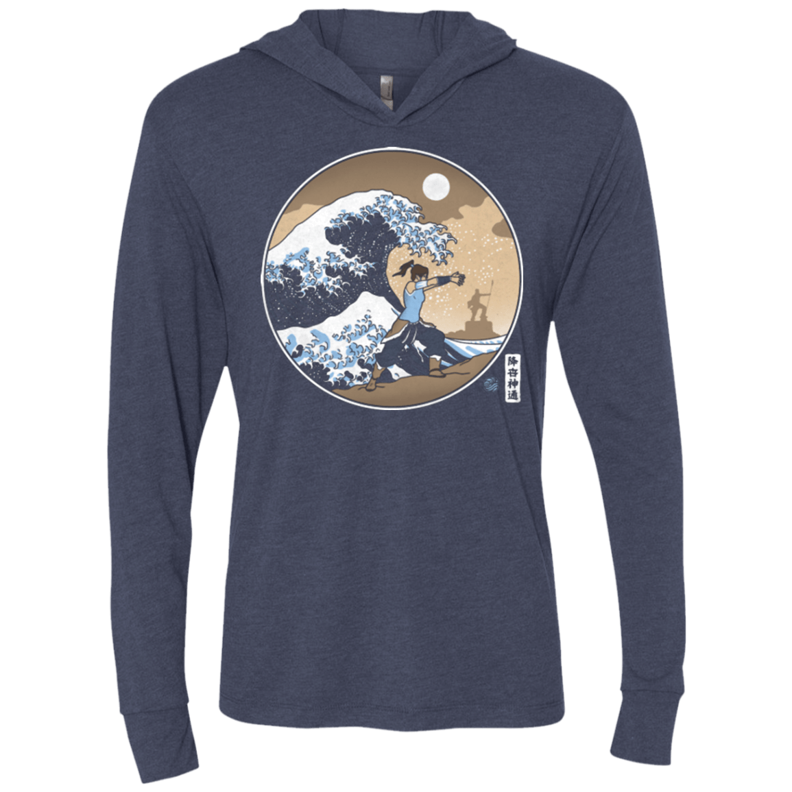T-Shirts Vintage Navy / X-Small The Great Wave of Republic City Triblend Long Sleeve Hoodie Tee