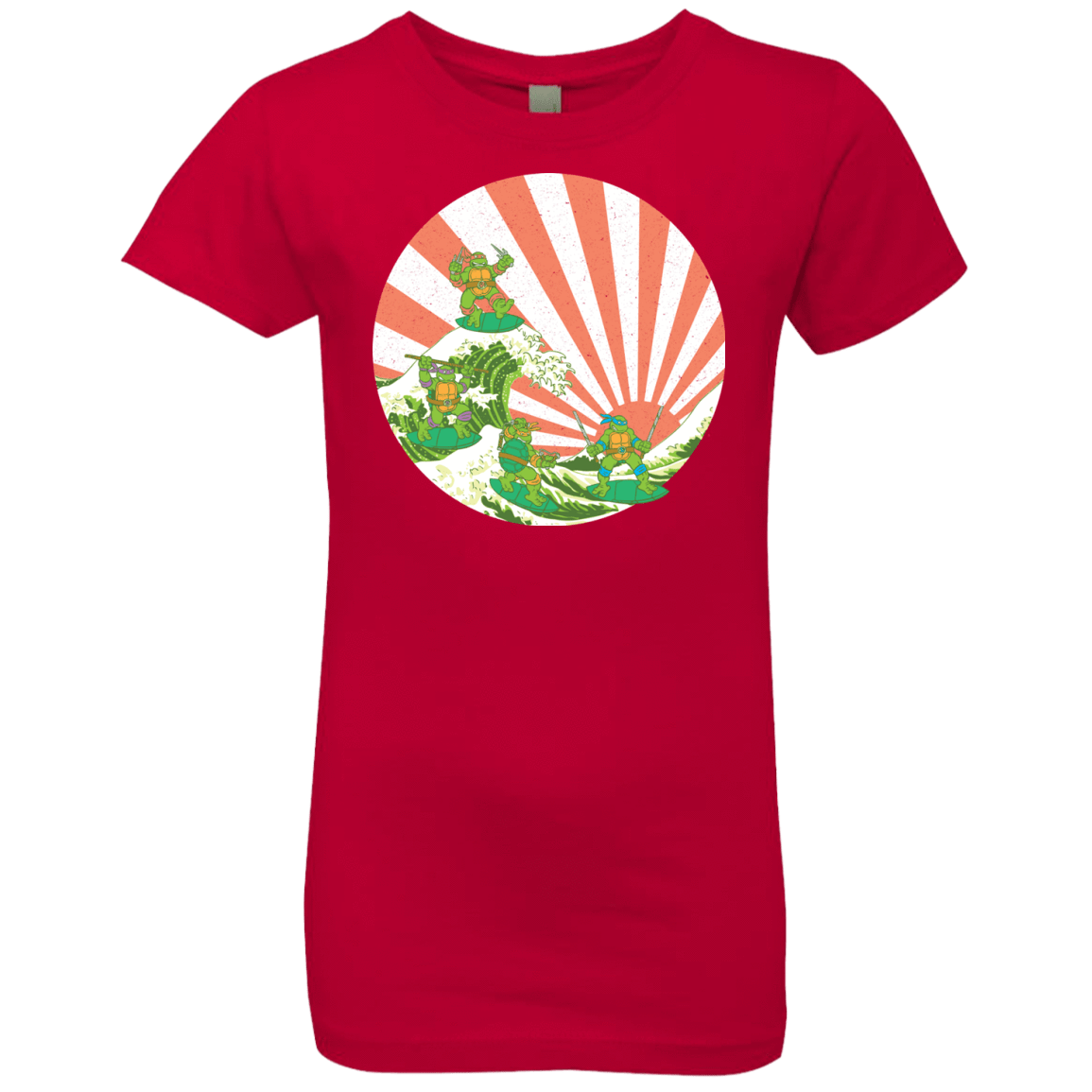 T-Shirts Red / YXS The Great Wave Off Cowabunga Girls Premium T-Shirt