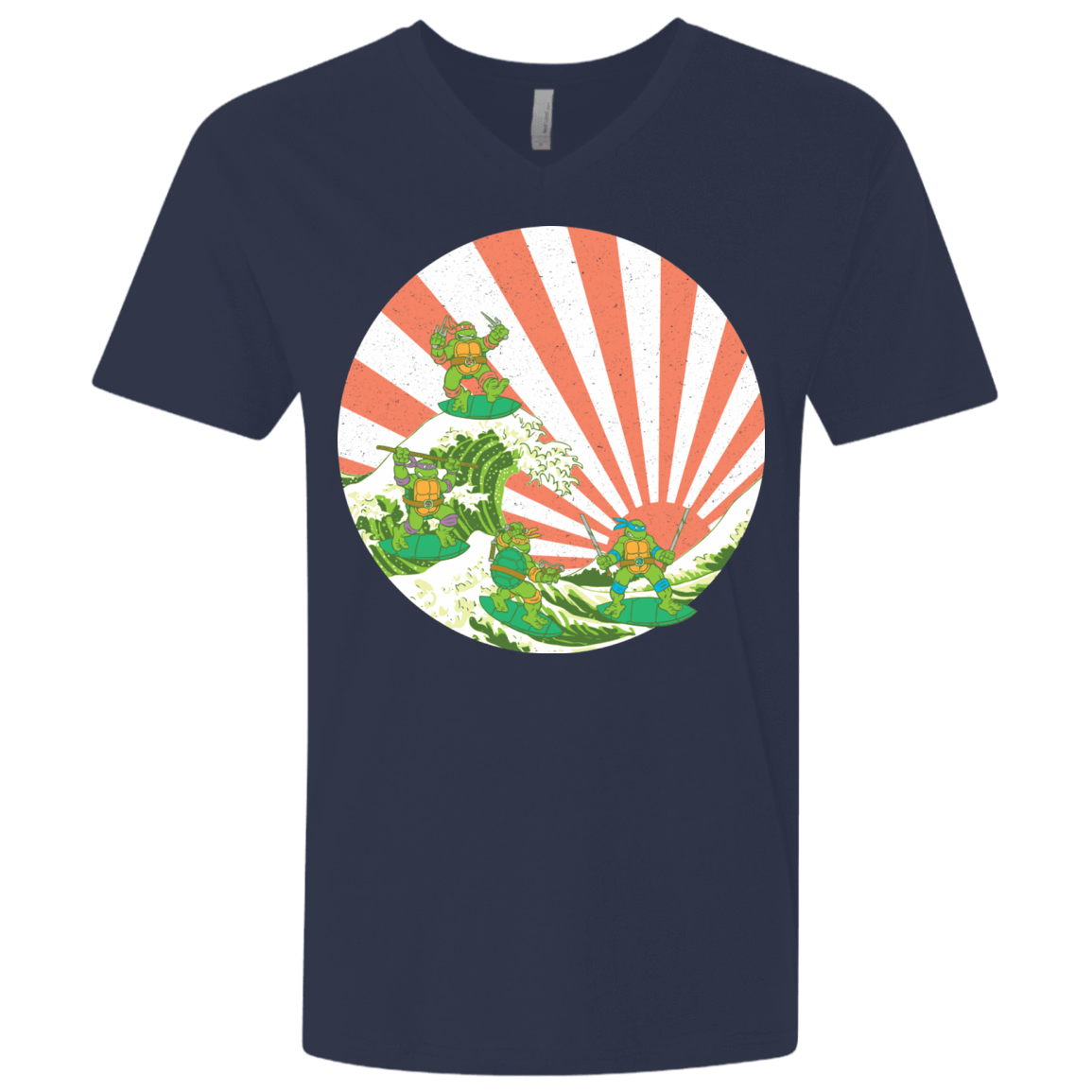 T-Shirts Midnight Navy / X-Small The Great Wave Off Cowabunga Men's Premium V-Neck