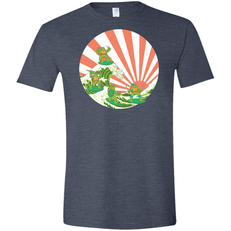 T-Shirts Heather Navy / S The Great Wave Off Cowabunga Men's Semi-Fitted Softstyle