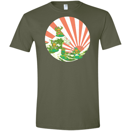 T-Shirts Military Green / S The Great Wave Off Cowabunga Men's Semi-Fitted Softstyle