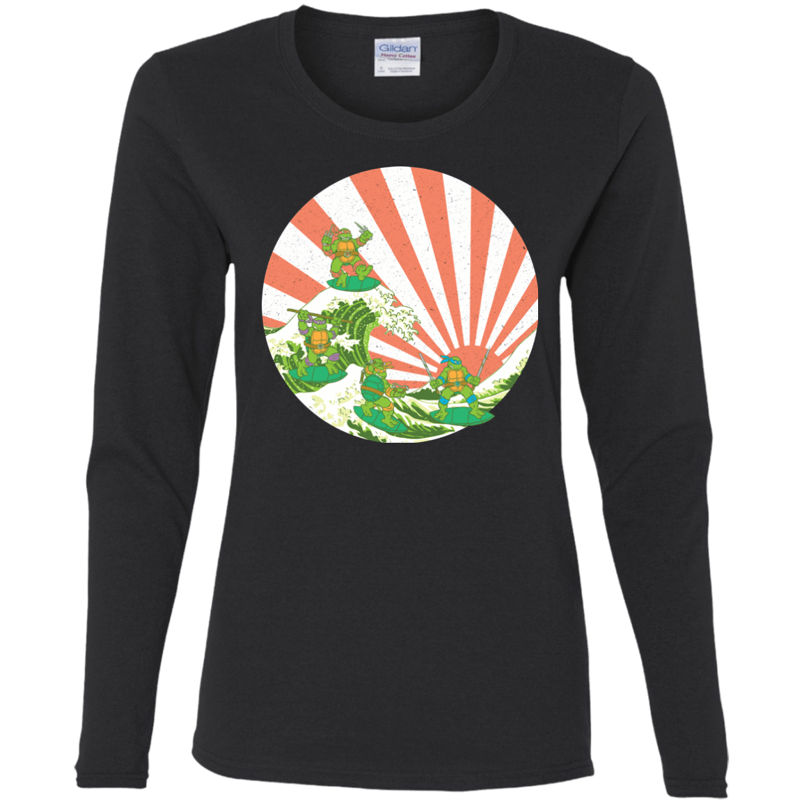 T-Shirts Black / S The Great Wave Off Cowabunga Women's Long Sleeve T-Shirt