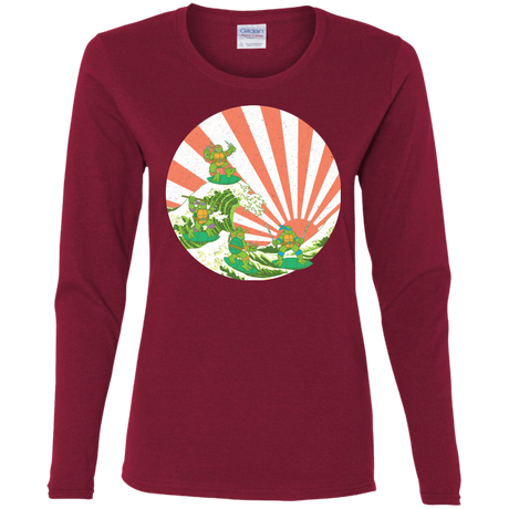 T-Shirts Cardinal / S The Great Wave Off Cowabunga Women's Long Sleeve T-Shirt
