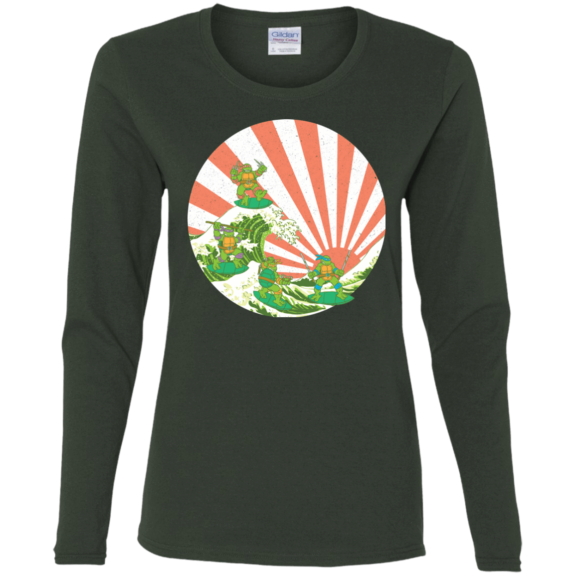 T-Shirts Forest / S The Great Wave Off Cowabunga Women's Long Sleeve T-Shirt