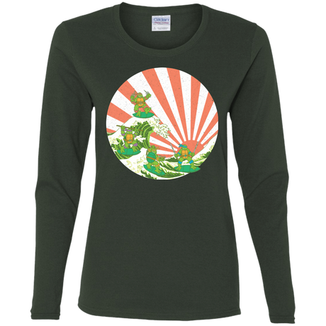 T-Shirts Forest / S The Great Wave Off Cowabunga Women's Long Sleeve T-Shirt