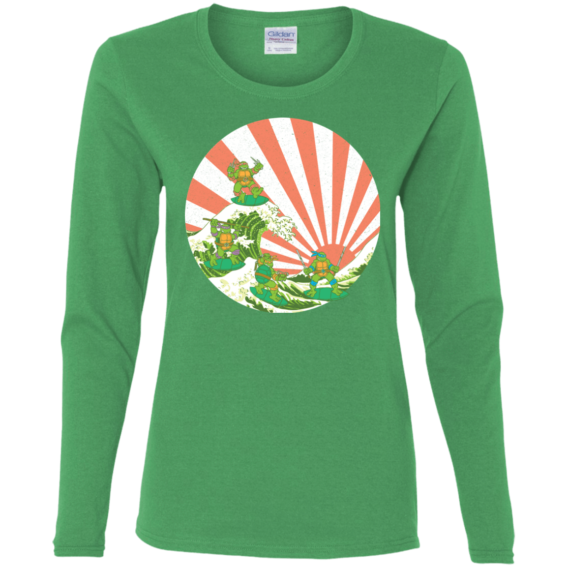 T-Shirts Irish Green / S The Great Wave Off Cowabunga Women's Long Sleeve T-Shirt