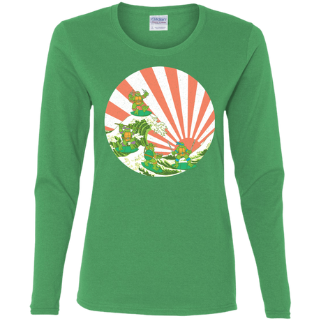 T-Shirts Irish Green / S The Great Wave Off Cowabunga Women's Long Sleeve T-Shirt