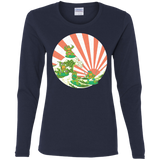 T-Shirts Navy / S The Great Wave Off Cowabunga Women's Long Sleeve T-Shirt