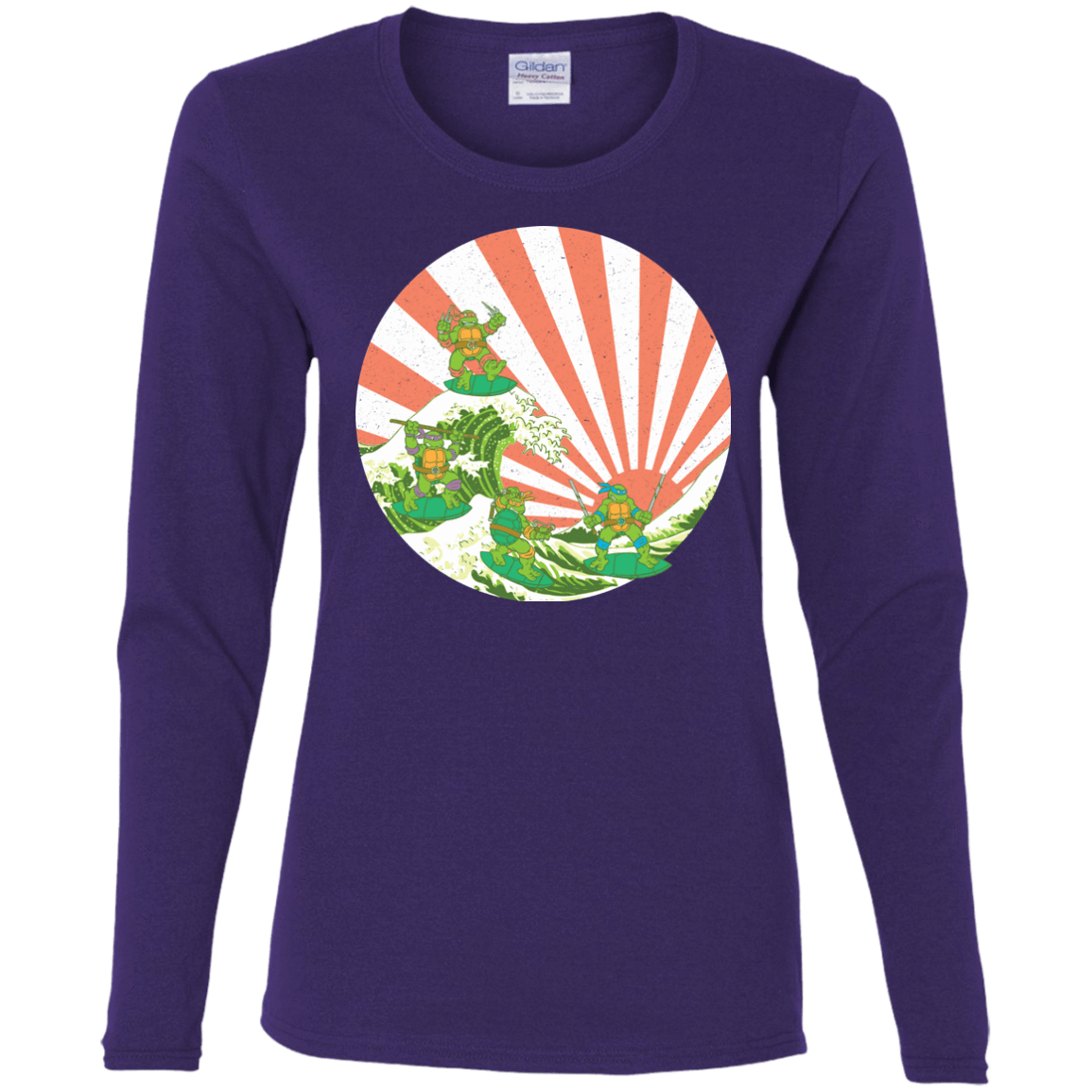 T-Shirts Purple / S The Great Wave Off Cowabunga Women's Long Sleeve T-Shirt