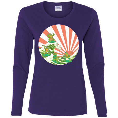 T-Shirts Purple / S The Great Wave Off Cowabunga Women's Long Sleeve T-Shirt