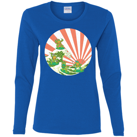 T-Shirts Royal / S The Great Wave Off Cowabunga Women's Long Sleeve T-Shirt