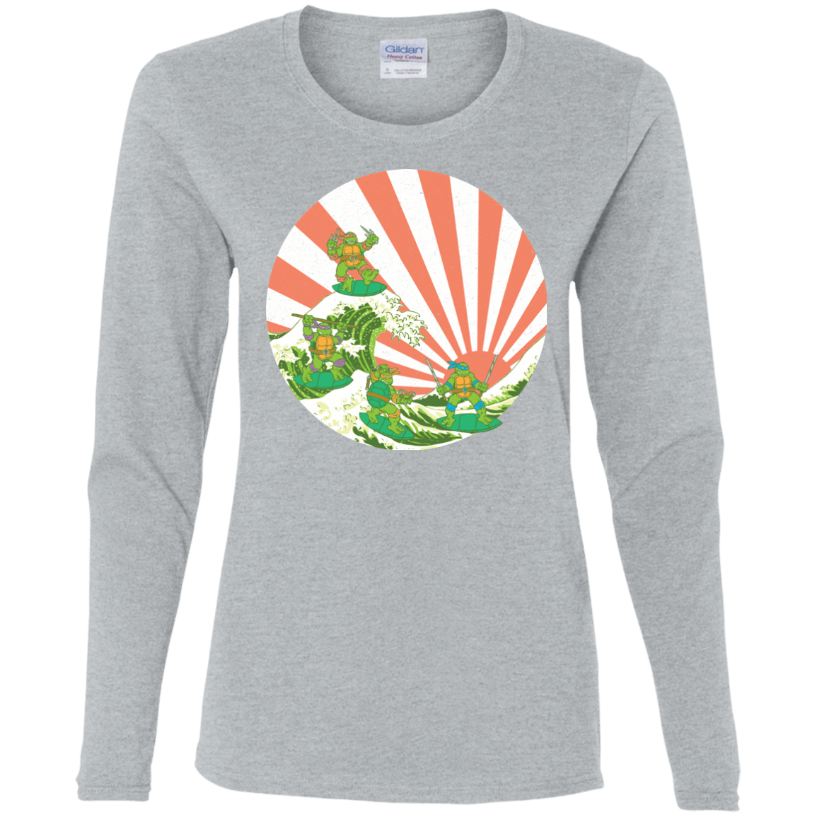 T-Shirts Sport Grey / S The Great Wave Off Cowabunga Women's Long Sleeve T-Shirt