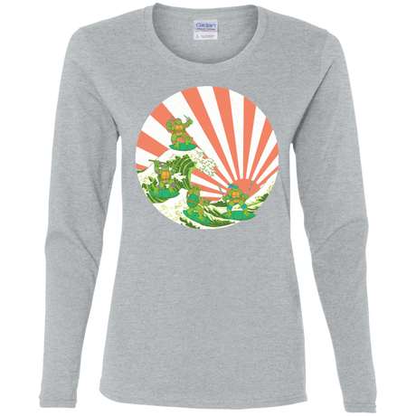 T-Shirts Sport Grey / S The Great Wave Off Cowabunga Women's Long Sleeve T-Shirt