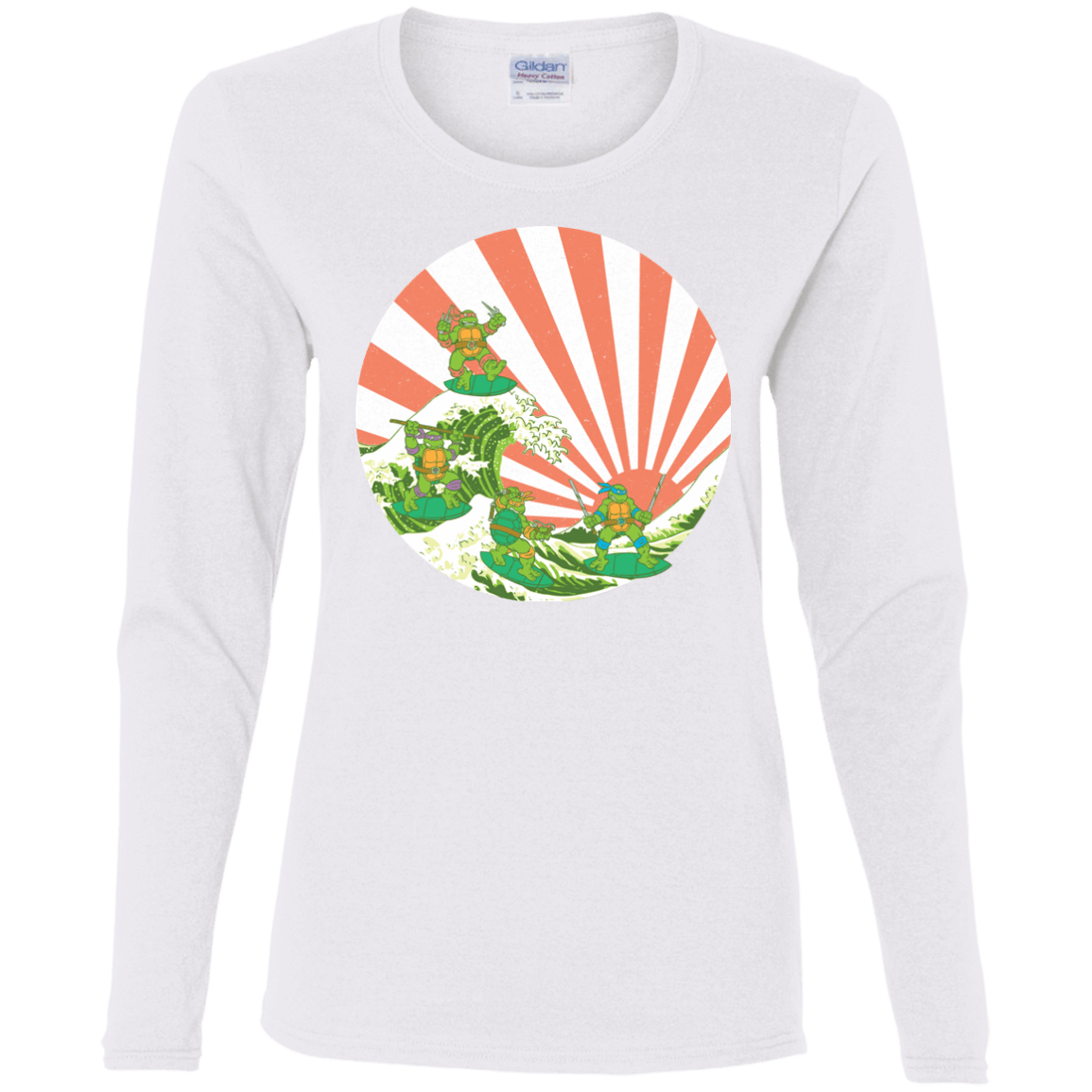 T-Shirts White / S The Great Wave Off Cowabunga Women's Long Sleeve T-Shirt