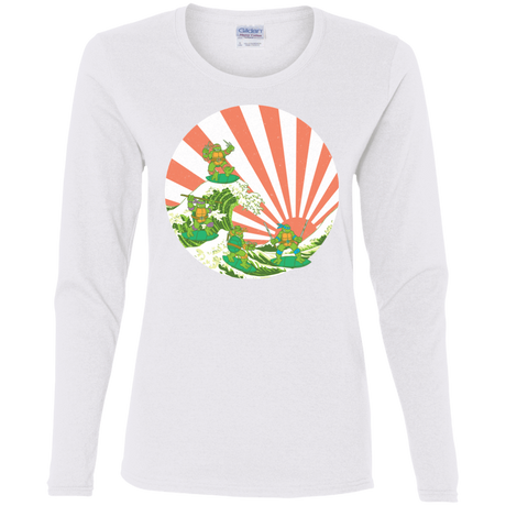 T-Shirts White / S The Great Wave Off Cowabunga Women's Long Sleeve T-Shirt