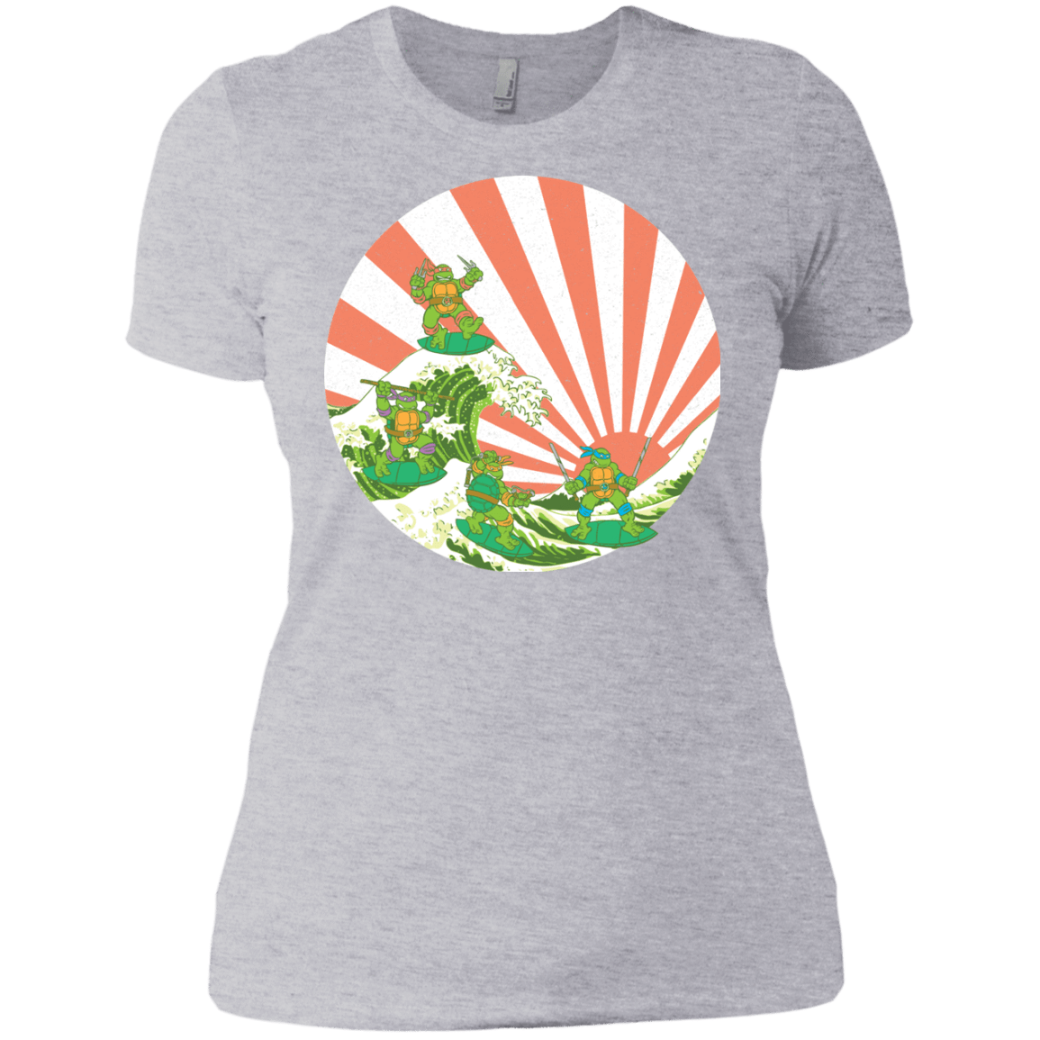 T-Shirts Heather Grey / X-Small The Great Wave Off Cowabunga Women's Premium T-Shirt