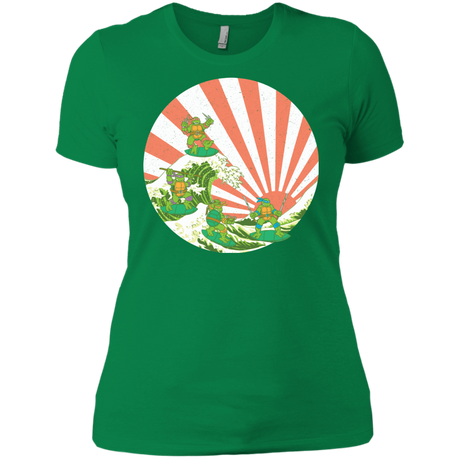 T-Shirts Kelly Green / X-Small The Great Wave Off Cowabunga Women's Premium T-Shirt