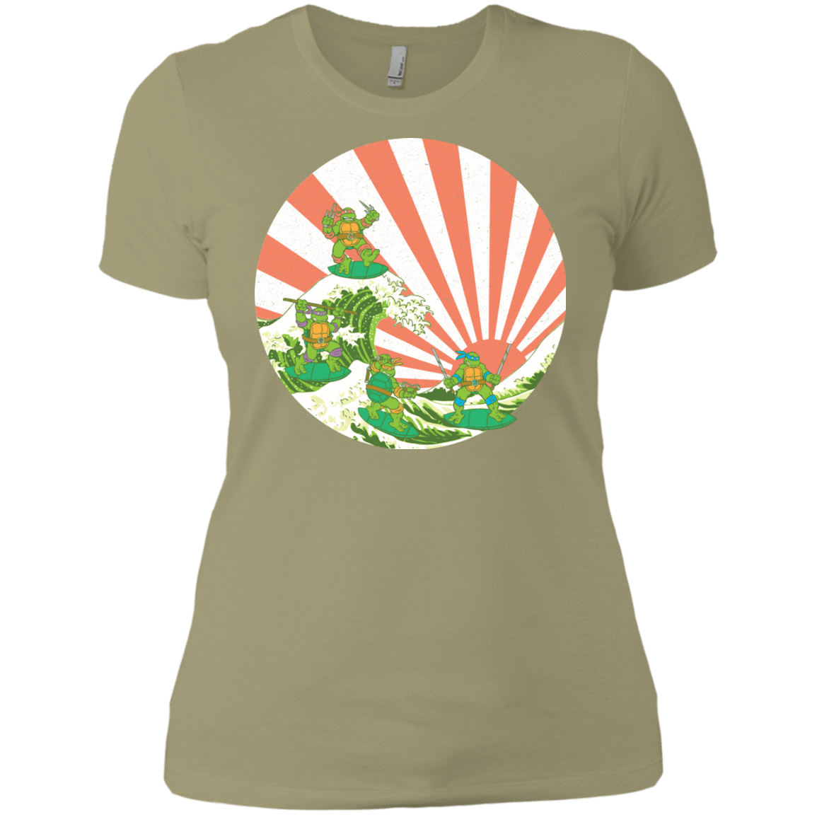 T-Shirts Light Olive / X-Small The Great Wave Off Cowabunga Women's Premium T-Shirt