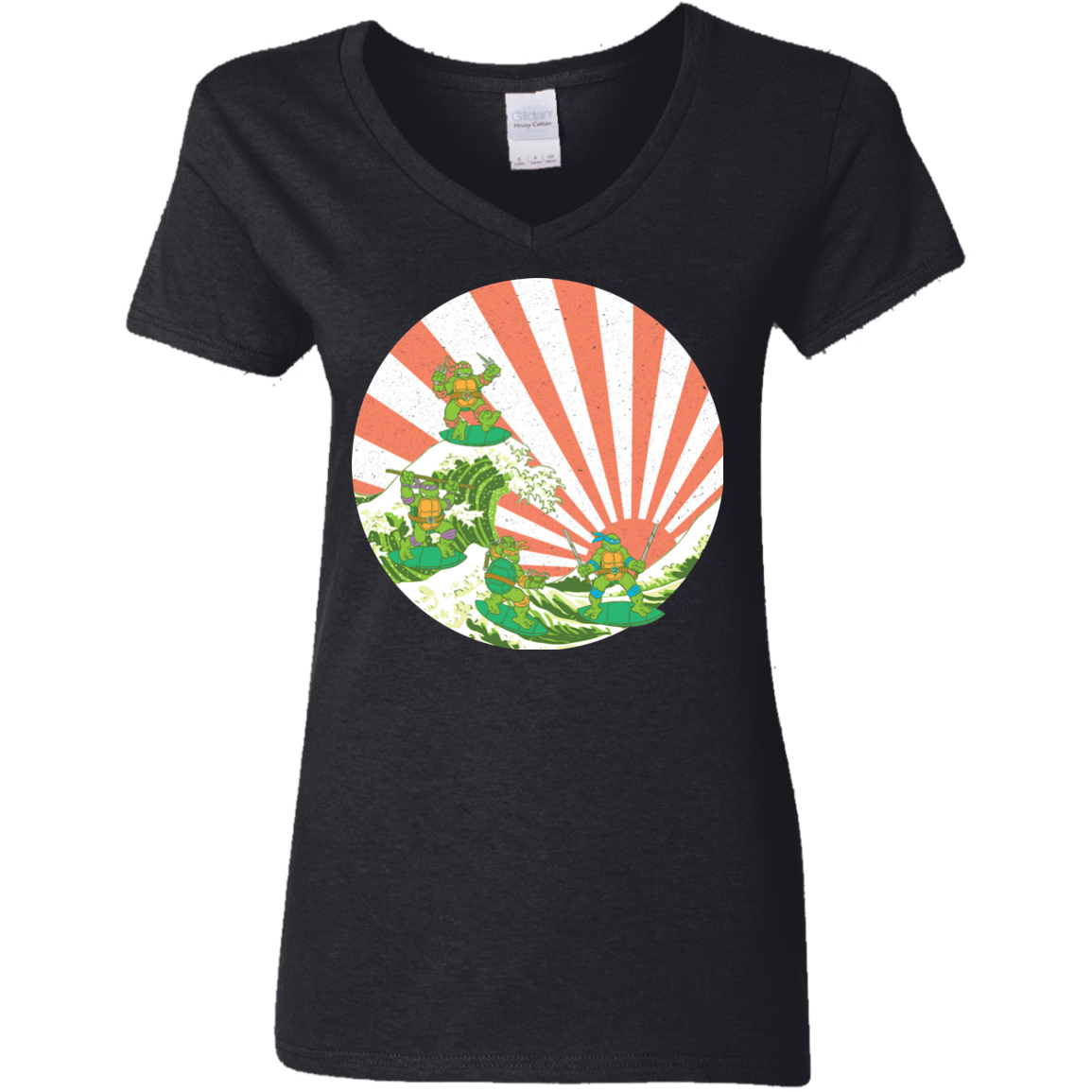 T-Shirts Black / S The Great Wave Off Cowabunga Women's V-Neck T-Shirt