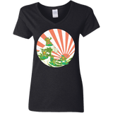 T-Shirts Black / S The Great Wave Off Cowabunga Women's V-Neck T-Shirt