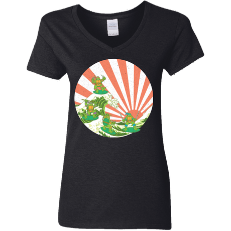 T-Shirts Black / S The Great Wave Off Cowabunga Women's V-Neck T-Shirt