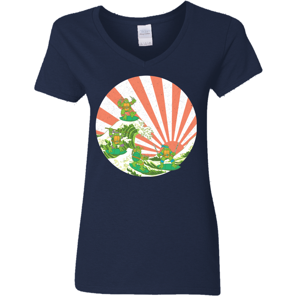 T-Shirts Navy / S The Great Wave Off Cowabunga Women's V-Neck T-Shirt