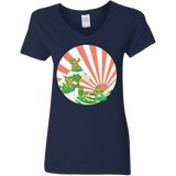 T-Shirts Navy / S The Great Wave Off Cowabunga Women's V-Neck T-Shirt