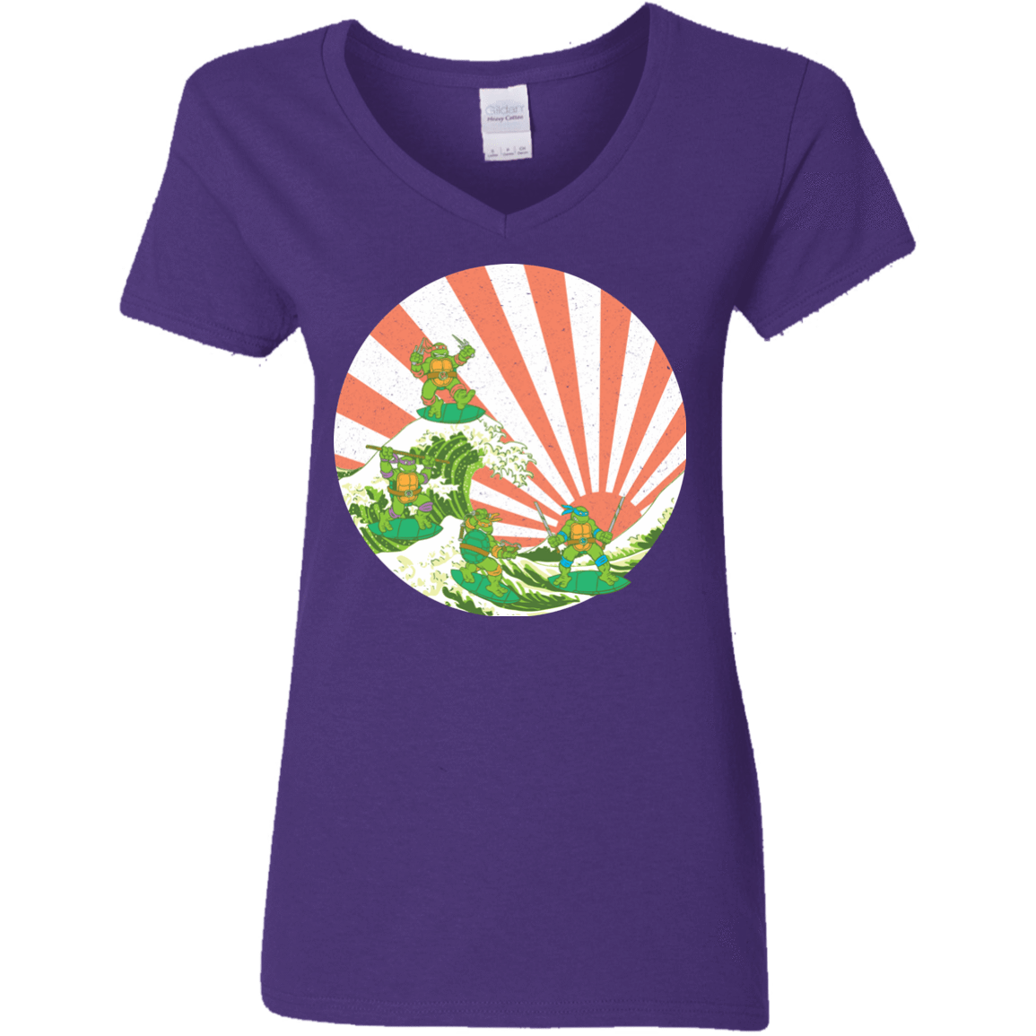 T-Shirts Purple / S The Great Wave Off Cowabunga Women's V-Neck T-Shirt