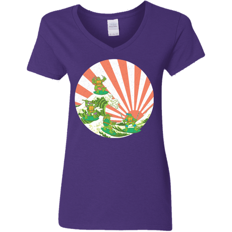 T-Shirts Purple / S The Great Wave Off Cowabunga Women's V-Neck T-Shirt