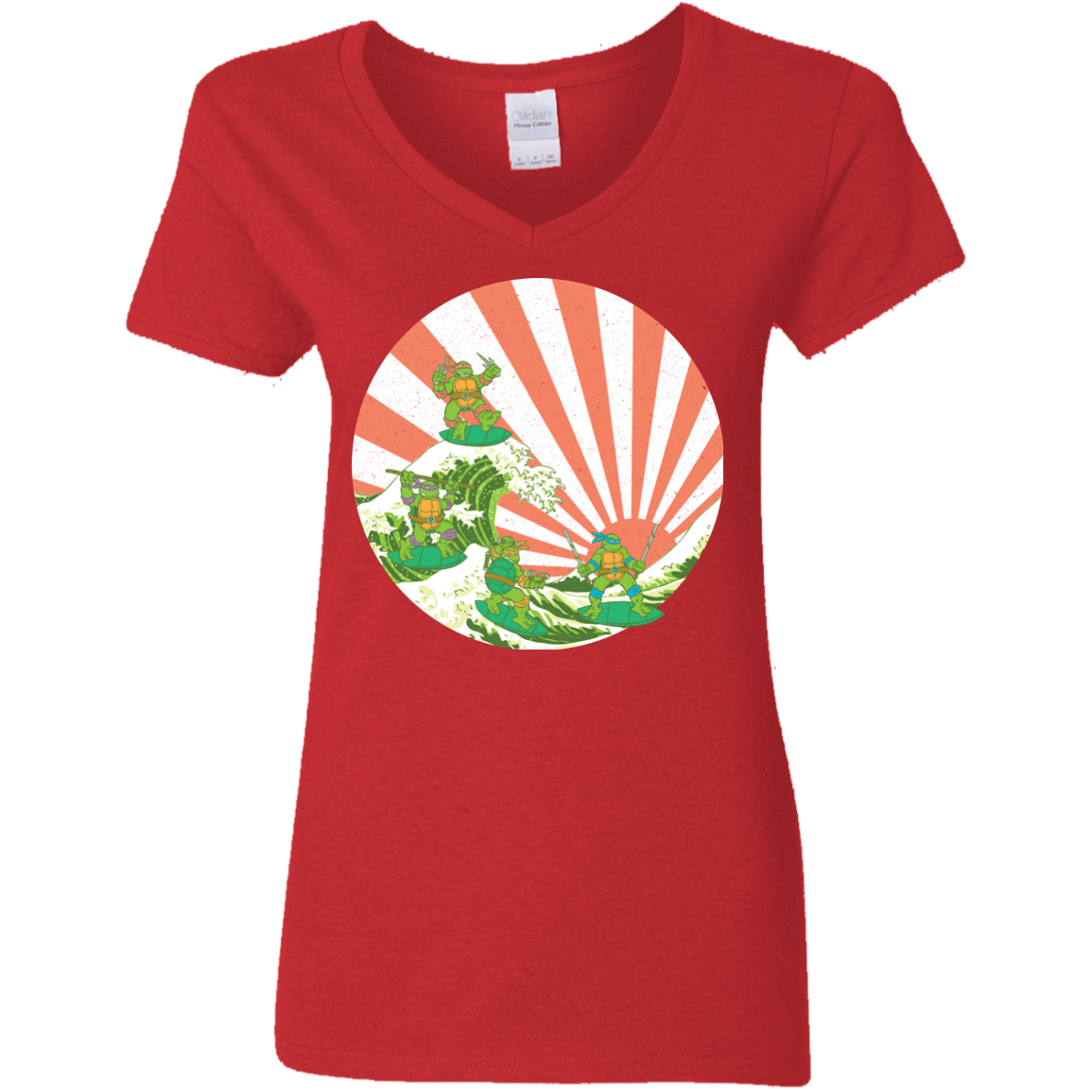 T-Shirts Red / S The Great Wave Off Cowabunga Women's V-Neck T-Shirt