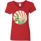 T-Shirts Red / S The Great Wave Off Cowabunga Women's V-Neck T-Shirt