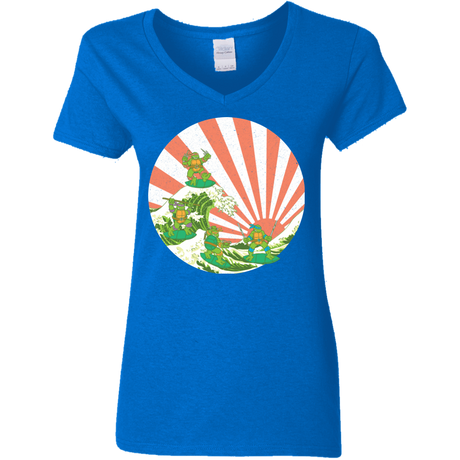 T-Shirts Royal / S The Great Wave Off Cowabunga Women's V-Neck T-Shirt