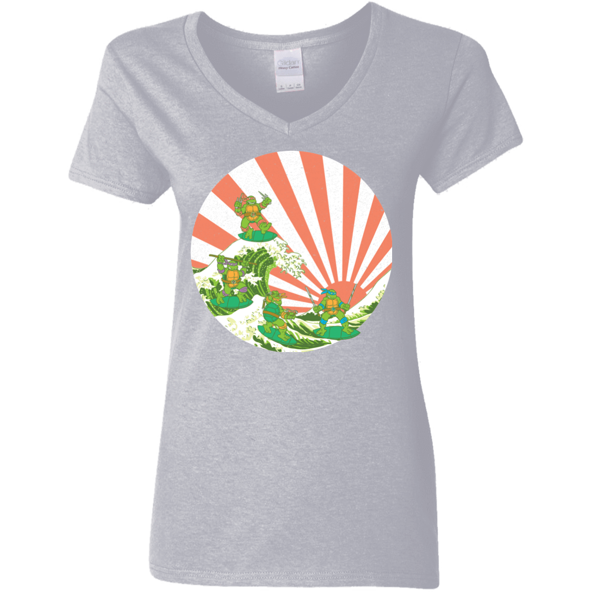 T-Shirts Sport Grey / S The Great Wave Off Cowabunga Women's V-Neck T-Shirt