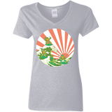 T-Shirts Sport Grey / S The Great Wave Off Cowabunga Women's V-Neck T-Shirt