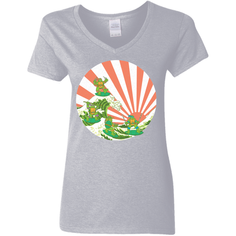 T-Shirts Sport Grey / S The Great Wave Off Cowabunga Women's V-Neck T-Shirt