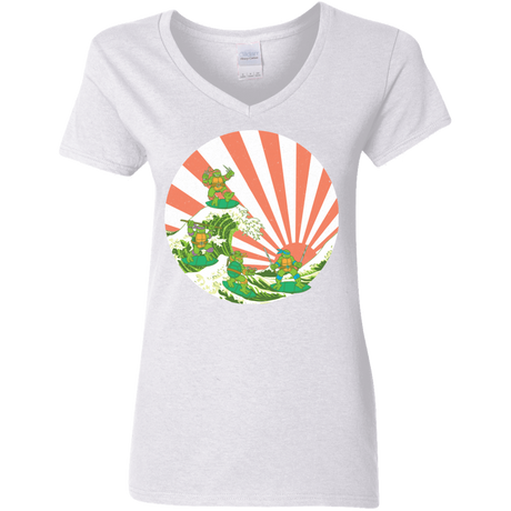 T-Shirts White / S The Great Wave Off Cowabunga Women's V-Neck T-Shirt