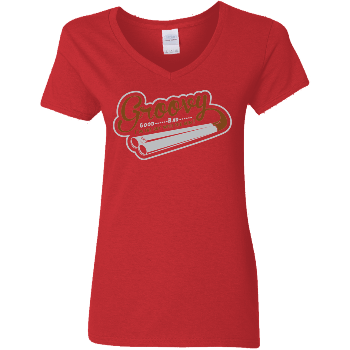 T-Shirts Red / S The Guy With The Gun Women's V-Neck T-Shirt