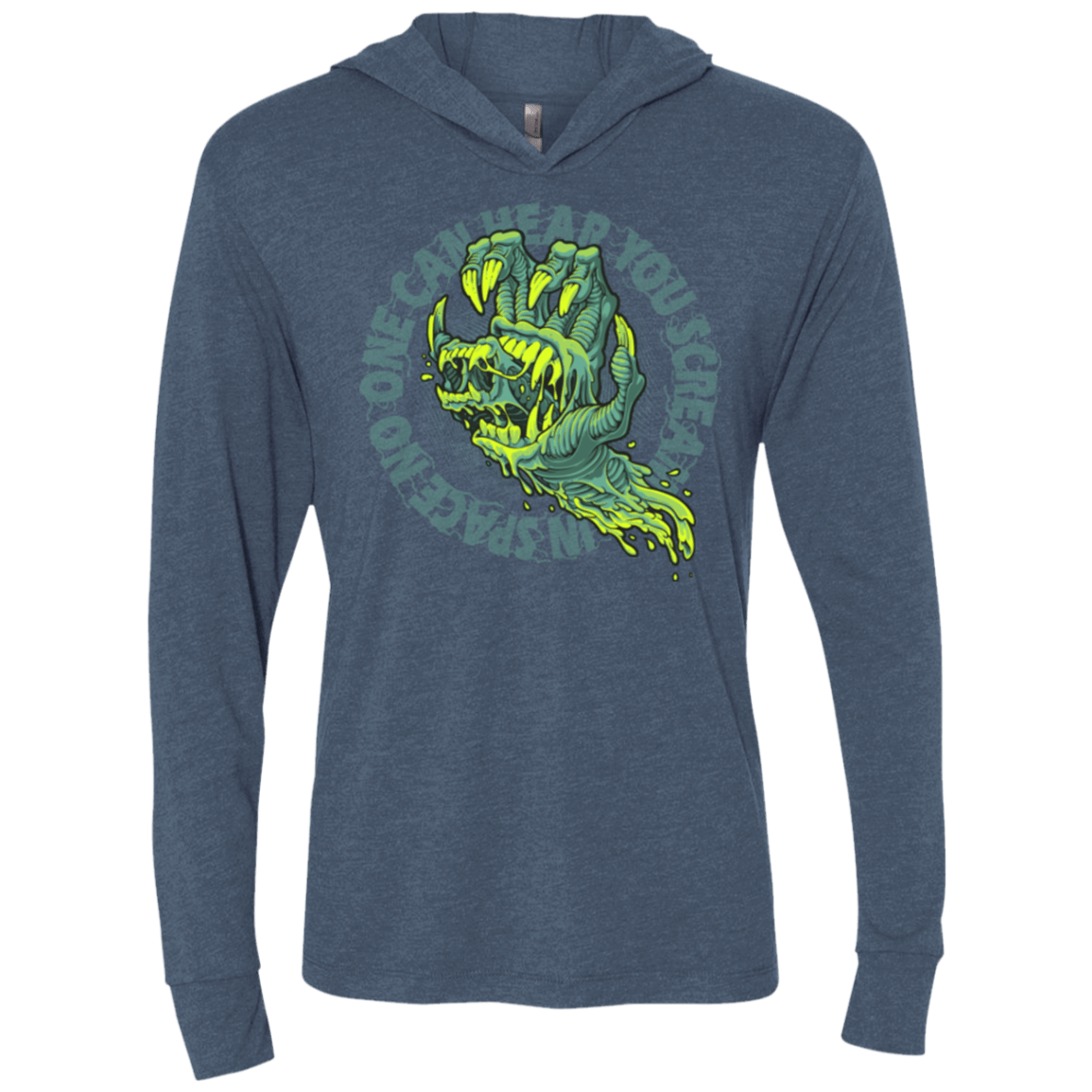 T-Shirts Indigo / X-Small The Hand That Feeds Triblend Long Sleeve Hoodie Tee