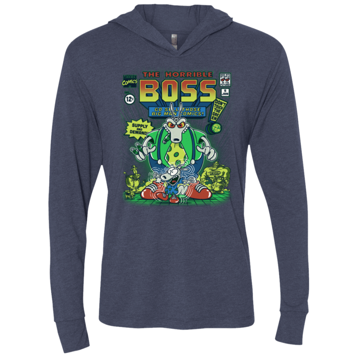 T-Shirts Vintage Navy / X-Small The Horrible Boss Triblend Long Sleeve Hoodie Tee