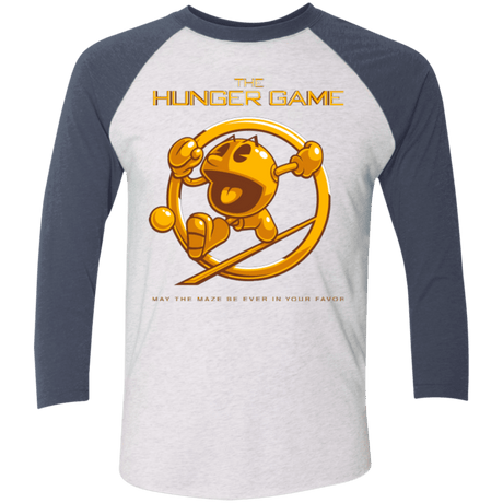 T-Shirts Heather White/Indigo / X-Small The Hunger Game Men's Triblend 3/4 Sleeve