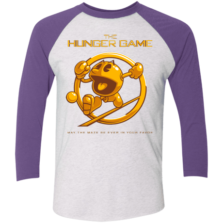T-Shirts Heather White/Purple Rush / X-Small The Hunger Game Men's Triblend 3/4 Sleeve