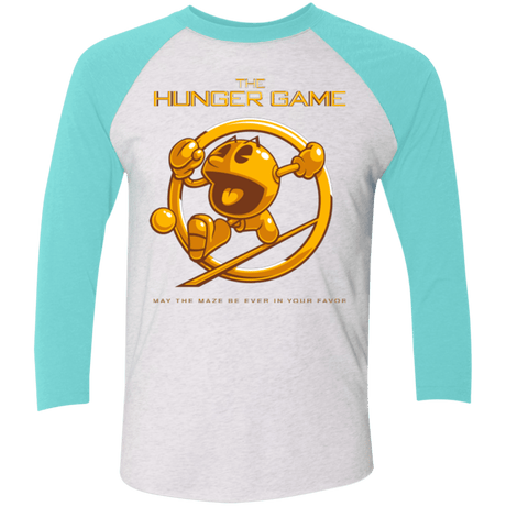 T-Shirts Heather White/Tahiti Blue / X-Small The Hunger Game Men's Triblend 3/4 Sleeve
