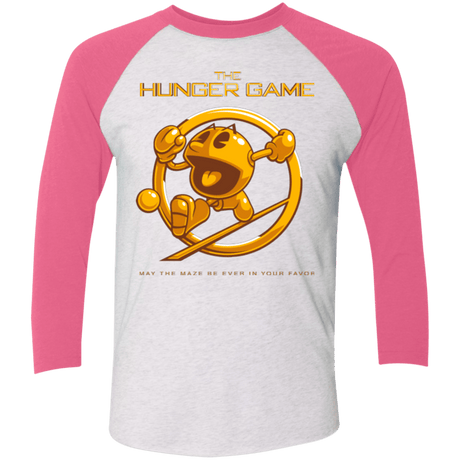T-Shirts Heather White/Vintage Pink / X-Small The Hunger Game Men's Triblend 3/4 Sleeve