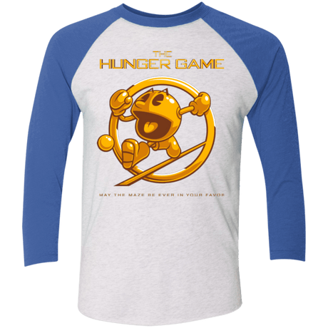 T-Shirts Heather White/Vintage Royal / X-Small The Hunger Game Men's Triblend 3/4 Sleeve