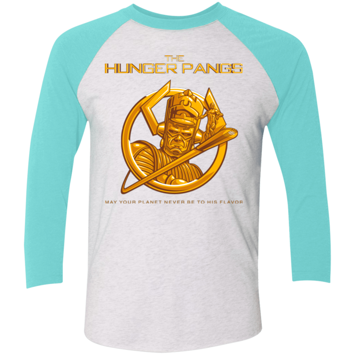 T-Shirts Heather White/Tahiti Blue / X-Small The Hunger Pangs Men's Triblend 3/4 Sleeve