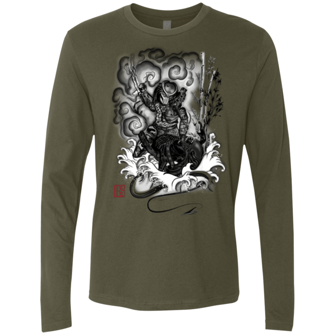 T-Shirts Military Green / Small The hunter and the demon Men's Premium Long Sleeve