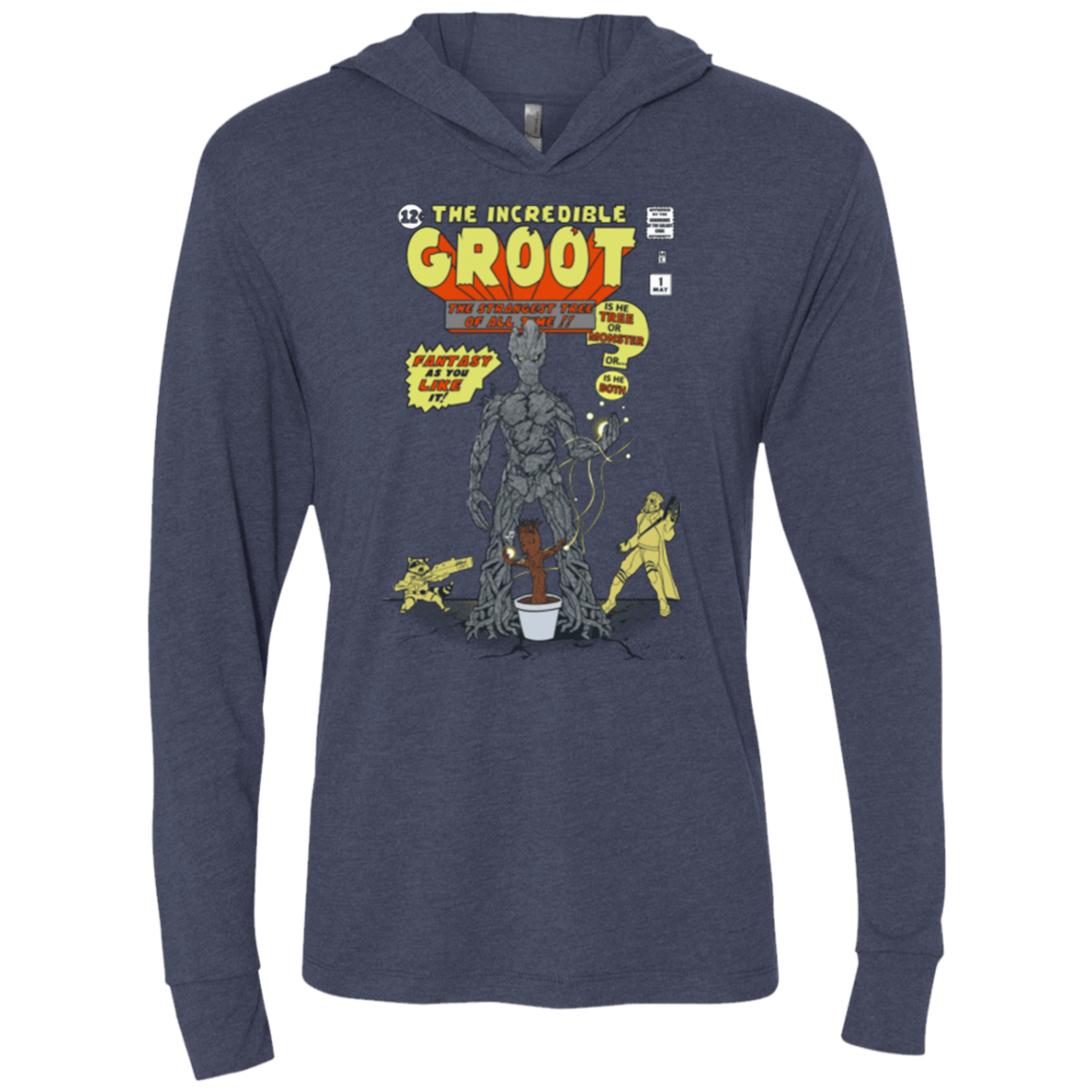 T-Shirts Vintage Navy / X-Small The Incredible Groot Triblend Long Sleeve Hoodie Tee